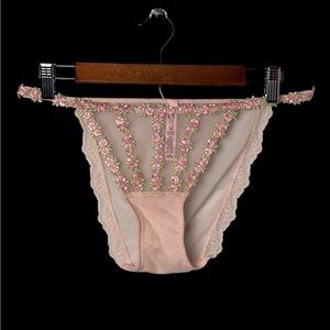 Victoria's Secret Panties Rosebud Embroidered/Sheer Pink Size-L NWOT